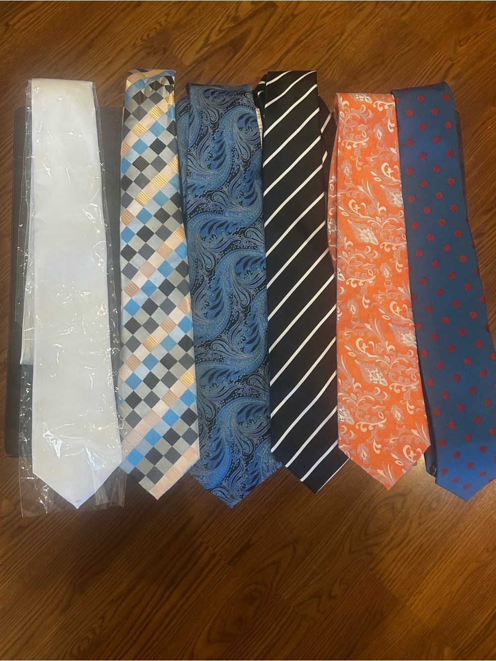 Classic Men's Dress Tie Set - Blue, Orange, Black, White, Gray